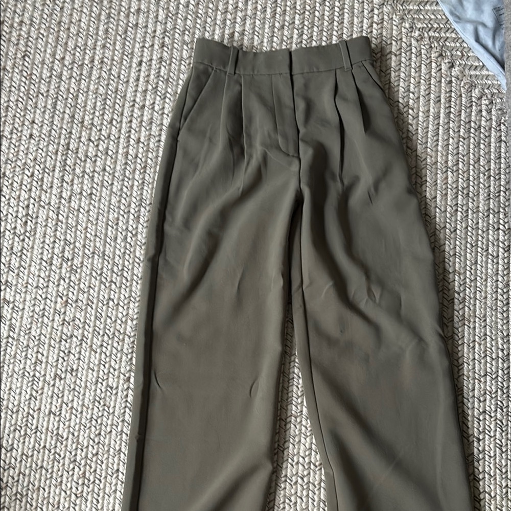 Olive Green Pleated Trousers